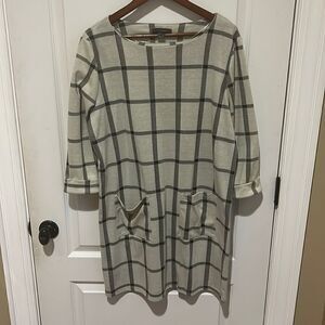 Primark off white with gray plaid pattern dress or tunic